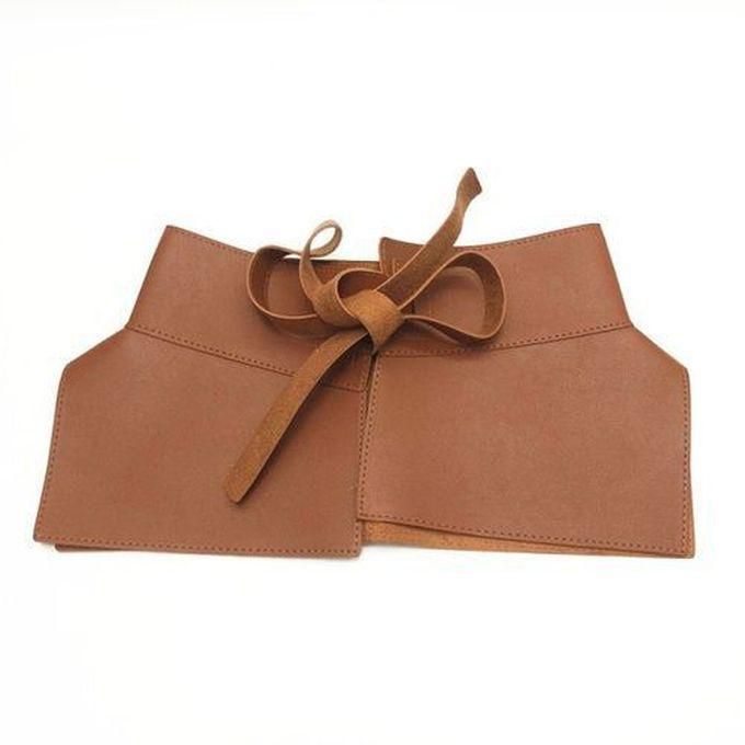 Classic Wide Fitted Peplum Belt - Brown