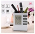Cube Desk Pen Holder With Displaying Clock