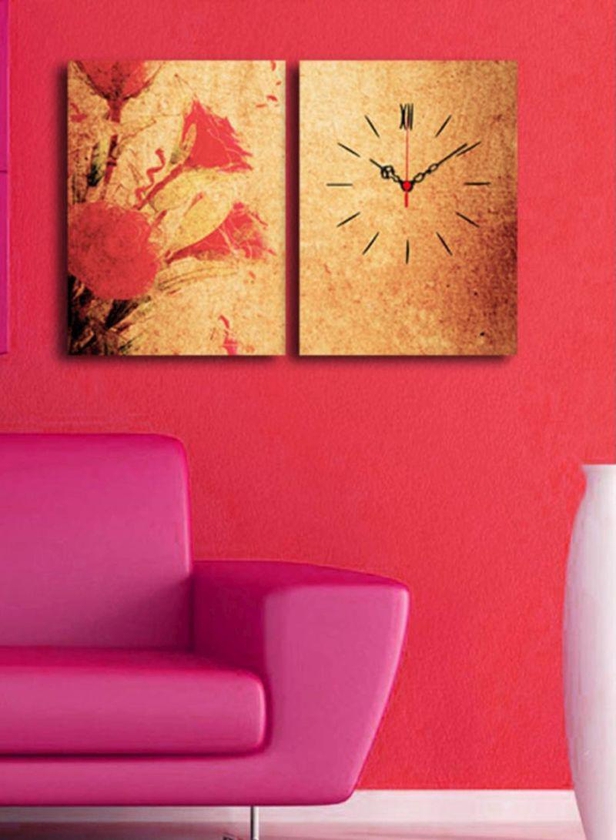 2P3040CS-138 Decorative Wall Clock Brown/Red/Black 64x40 centimeter