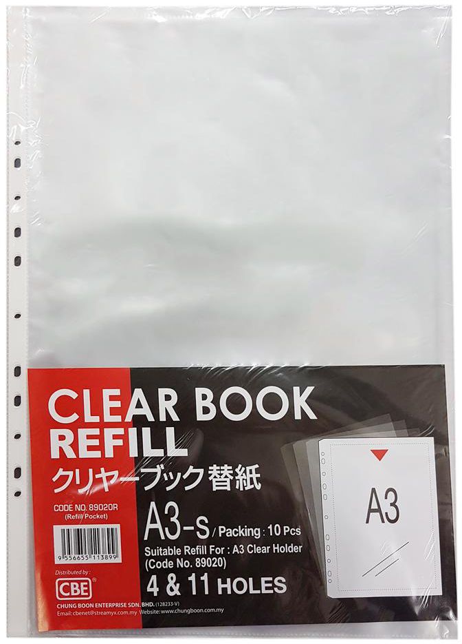 Huanyo CBE Clear Book Refill Pocket Sheet Protector A3