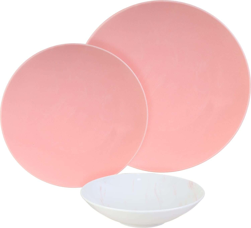 Get Lotus Porcelain Dinner Set, 18 Pieces - Rose White with best offers | Raneen.com