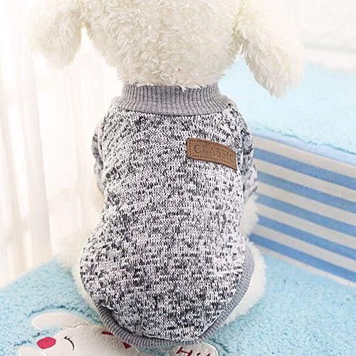 Generic Dog Classic Sweaters, Pet Puppy Warm Clothes, Winter Soft Cat Jacket Coat Hoodies For Chihuahua Yorkie, Dogs XS-XXL Color:Greyish White Size:L