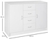HOMCOM Sideboard, Storage Cabinet with 2 Doors and 4 Drawers, Free Standing Cupboard, Chest Organizer for Kitchen and Living Room, White