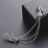 Musical Note Suit Lapel Chain Tassel Brooch - Silver