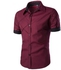 Men Shirt Short Sleeve Shirts Men Casual Shirt Slim Fit Lattice Alignment Design Chemise Mens red m