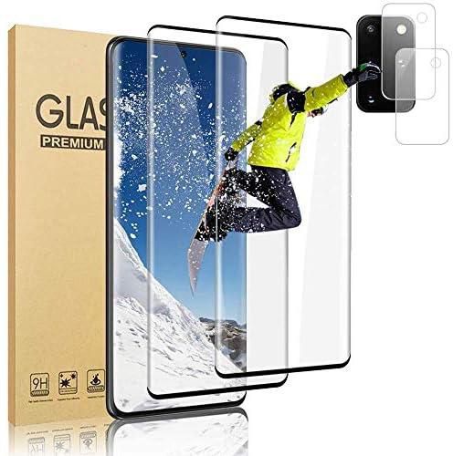 [2+2 Pack] Screen Protector for Galaxy S20 Plus 5G and Camera Lens Protector, Fingerprint Unlock,9H Hardness,Full Coverage Tempered Glass Screen Protector for Samsung Galaxy S20 Plus/S20+ (6.7 inch)
