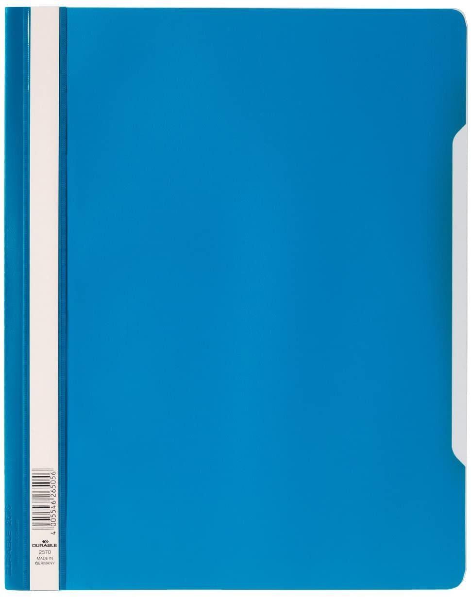 Generic Durable Clear View Folder/Report File A4, Blue, Extra Wide, Pack Of 50, 257006