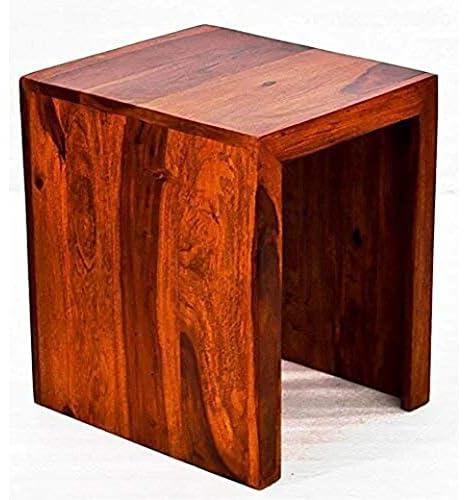 طاولة جانبية شيشام من الخشب الصلب لغرفة النوم والاريكة من انديجو انتيريورز، مقاس S، لون بني