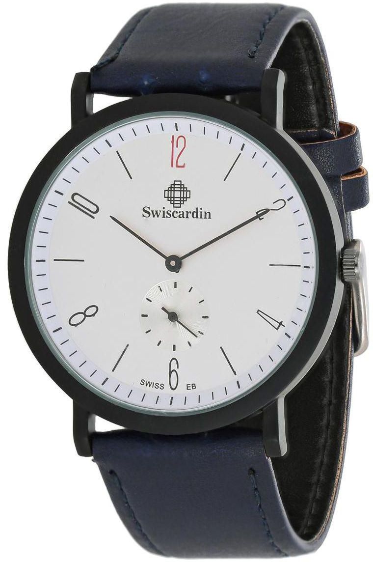 Swiscardin Men White Dial Leather Band Watch - 11481Mw-G