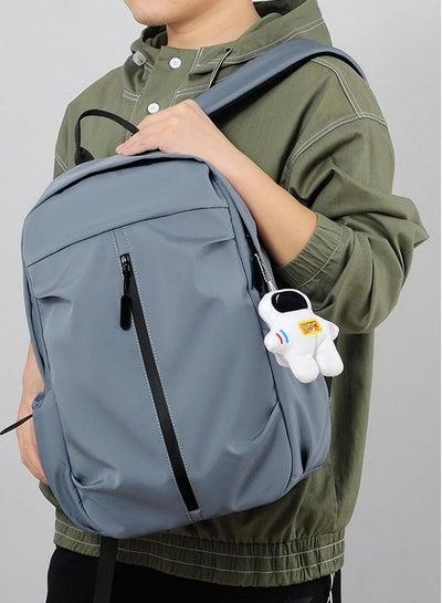 New Style Polyester Anti-theft Business Backpack Waterproof Bookbag Large Capacity School Bag With Astronaut Pendant Blue