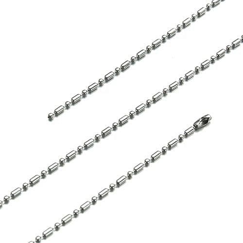 1.5mm-4mm 10"-100" Silver Stainless Steel Ball & Oval Bead Necklace Chain HN14 