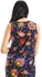 Red Circle Floral Self Patterned Sleeveless Top - Navy Blue, Orange & White