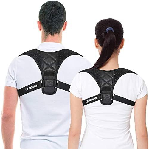 FASHNEX Back Posture Corrector for Men & Women. Posture Corrector Belt For Back & Shoulder Back Straightener Brace for Spine & Body Posture Correction, Backbone Support Belt (Black)