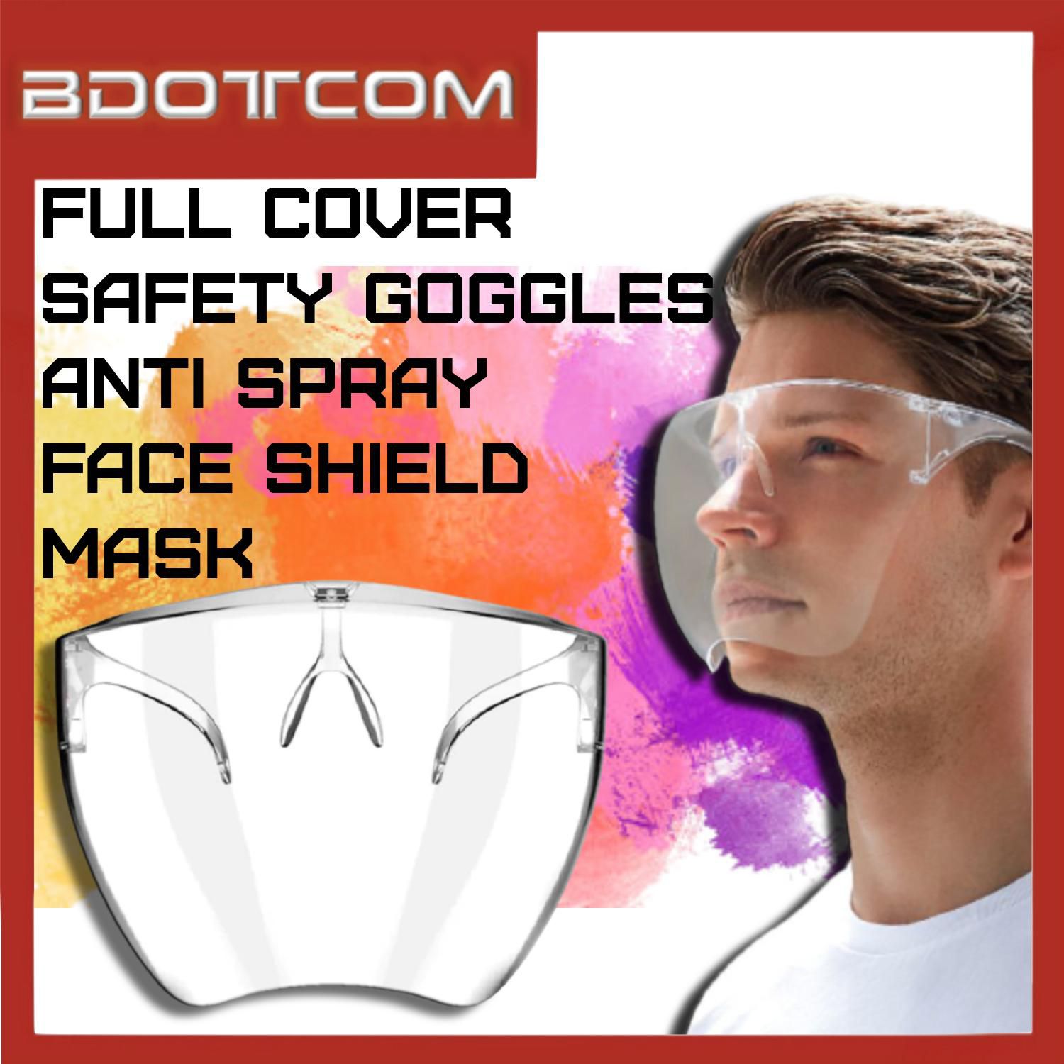 [READY STOCK] Transparent Full Face Cover Safety Goggles Anti Spray Mask Face Shield