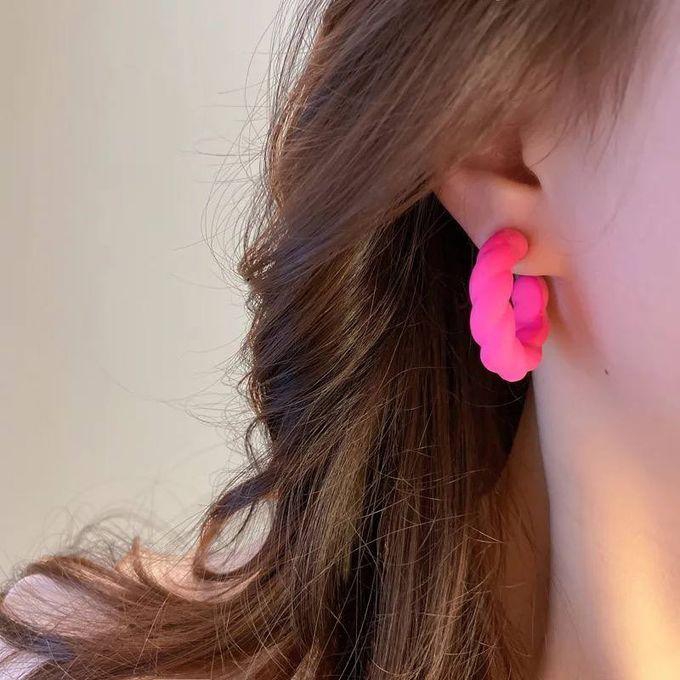fluffy women accessories Triangle Earring Of Fluffy Women's Accessories-Fuchsia
