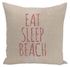 Eat Sleep Beach Glitter Quote Printed Decorative Pillow Beige/Rose Gold 16x16inch
