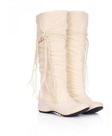 Fashion Womens Moccasin Tassel Fringe Boot Mid Calf Knee High Hidden Wedge Shoes Boots