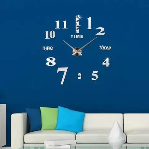 3D Diy wall clock-Silver