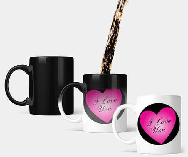 I Love You - Valentine - Porcelain Magic Mug - Black