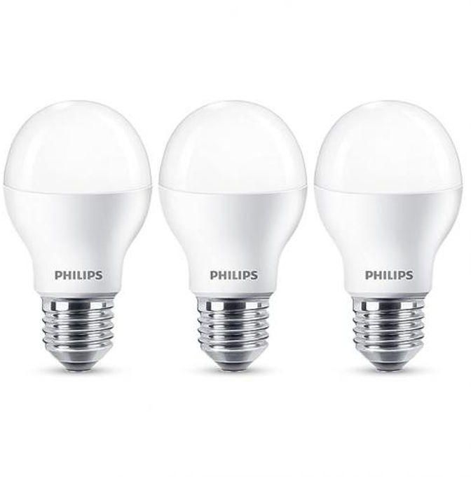 Philips Star LED Bulb E27, 12 Watt, 6500K, 1200 Lumen 3 Pieces, White