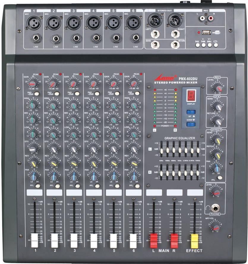 Lane PMX-802DU Stereo Powered Mixer, Black