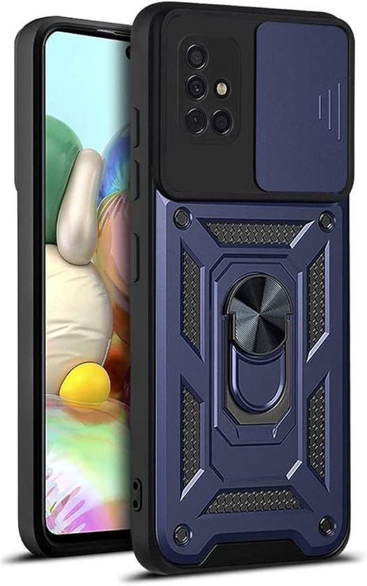Samsung Galaxy A71 Case Cover with Camera Sliding Cover Built-in 360 Rotating Ring Holder Kickstand Shockproof Cell Phone Case for Samsung galaxy A71 / Samsung A71 (Samsung A71) (blue)