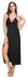 Sunweb s Sleeveless Pajamas Solid V Neck Nightgown Sleepwear Slim Dress Camisole Chemise ( Black )