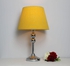 Full Metal Room Lamp Modern Modern Design Silver Color Shabwa Yellow Color Linen Fabric Height 50 Cm
