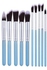 10-Piece Foundation Face Powder Blush Eyeshadow Makeup Brush Kit Blue