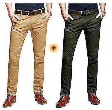 SHARE THIS PRODUCT   Fashion Soft Khaki Men's Trouser Stretch Slim Fit Casual- Beige & Jungle Green+free socks