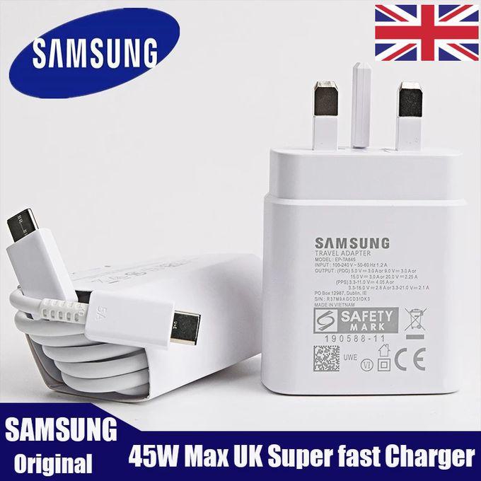 Samsung Super Fast 45W For S22/S22 Ultra/S22+/S21/S21 Ultra/S21+/S20/S20 Ultra/Note 10 Plus/Note 20 Ultra/Z Fold 4/Fold 3/Z Flip 4/Flip 3 5G, A53 USB C Charger WHITE