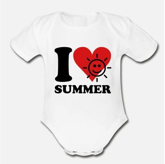 I Love Summer Sun Organic Short Sleeve Baby Bodysuit