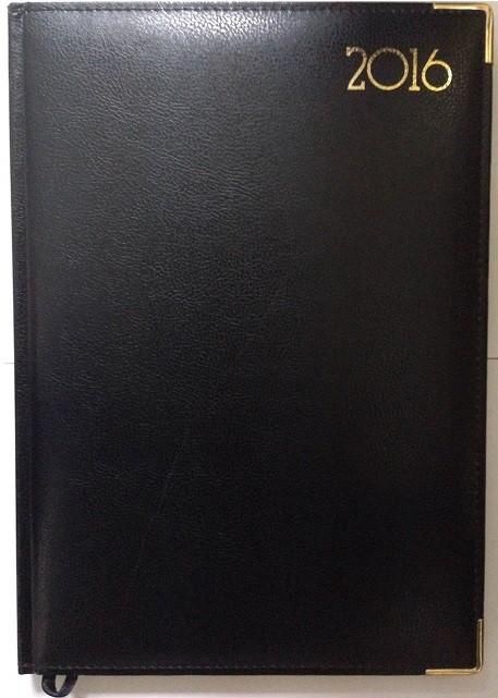 2016 Golden Diary Padded, A4 Vinyl 1Day/Page, Black