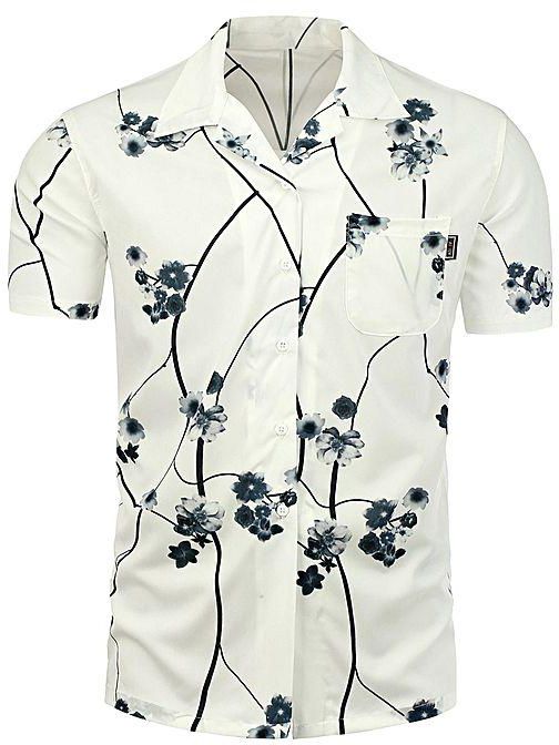 Fashion Floral Print Short Sleeve Shirt