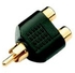 Golden 2 RCA Female To 1 RCA Male Adapter - Gold Plated - Black