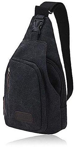 Universal Men Canvas Backpack Shoulder Chest Hiking Bag Black L