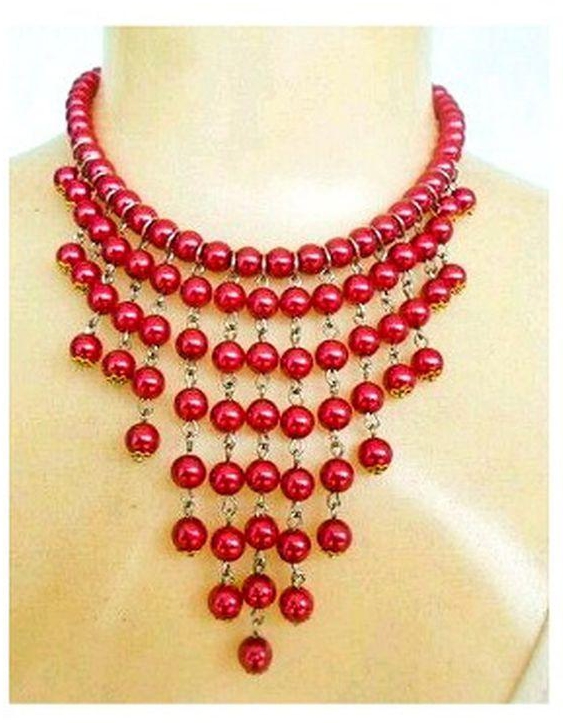 A Beautiful Necklace Of Red Beads