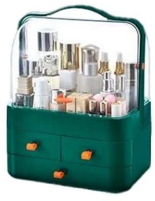 Emazoonfirst Makeup organizer, 360 degree rotating cosmetic storage display case new large, fits jewelry,makeup brushes, lipsticks and more, clear transparent multi color (green)