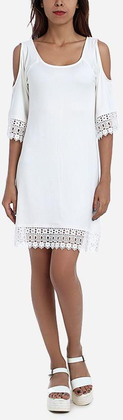 Belle فستان بأكتاف مفتوحة - أبيض غامق