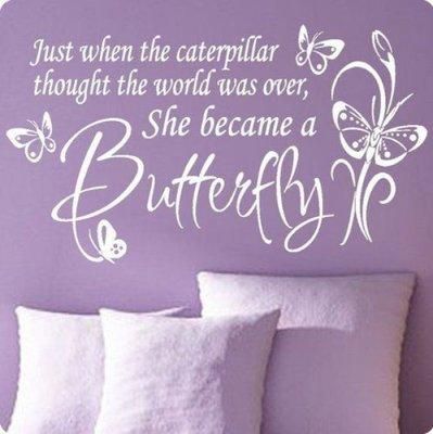 Butterfly Quote Vinyl Wall Sticker DN080