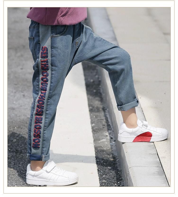 Koolkidzstore Korean Style Long Pants Jeans Slogan Printed For Boys 3-12Y