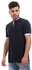 Izor Buttoned Madarine Collar T-Shirt - Navy Blue
