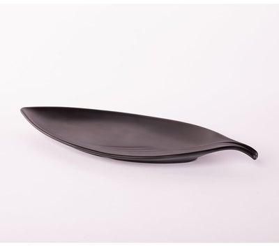 Bright Designs Melamine Matt Leaf Serving Plate 
Set of 2 (L 36cm W 15cm) Black