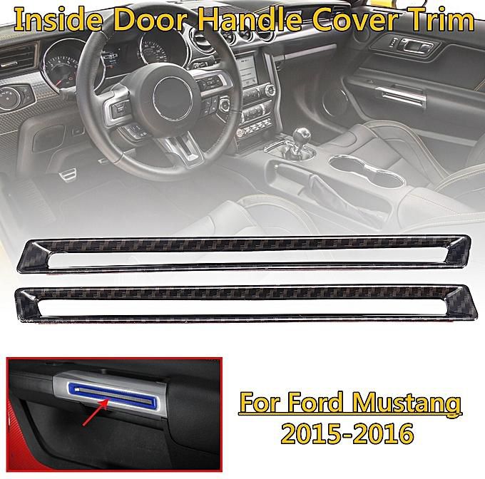 Generic Pair ABS Carbon Fiber Interior Door Handle Cover Trim For Ford Mustang 2015-2016
