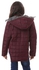 Andora Double Face Quilted Girls Jacket With Portable Hood - Maroon & Dark Grey