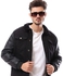 Andora Black Buttoned Casual Winter Jacket With Leather Sleeves