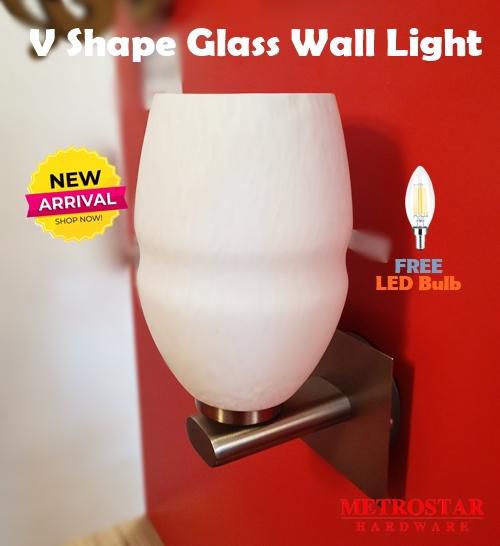 Metrostarhardware V Shape Glass Wall Light  (White)