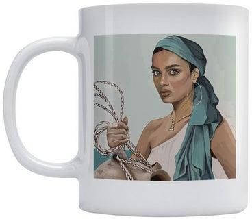Tea And White/Blue/Beige Ceramic Coffee Mug (330ml) (VTX-473)