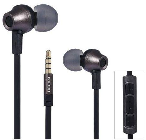 Universal Remax RM 610D Stereo Music In-ear Earphone Base-Driven High Performance Earphone With Microphone And In-Line Control Earphones Black