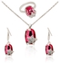 Mysmar 18K White Gold Plated Pink Crystal with Star Jewelry Set [MM462]